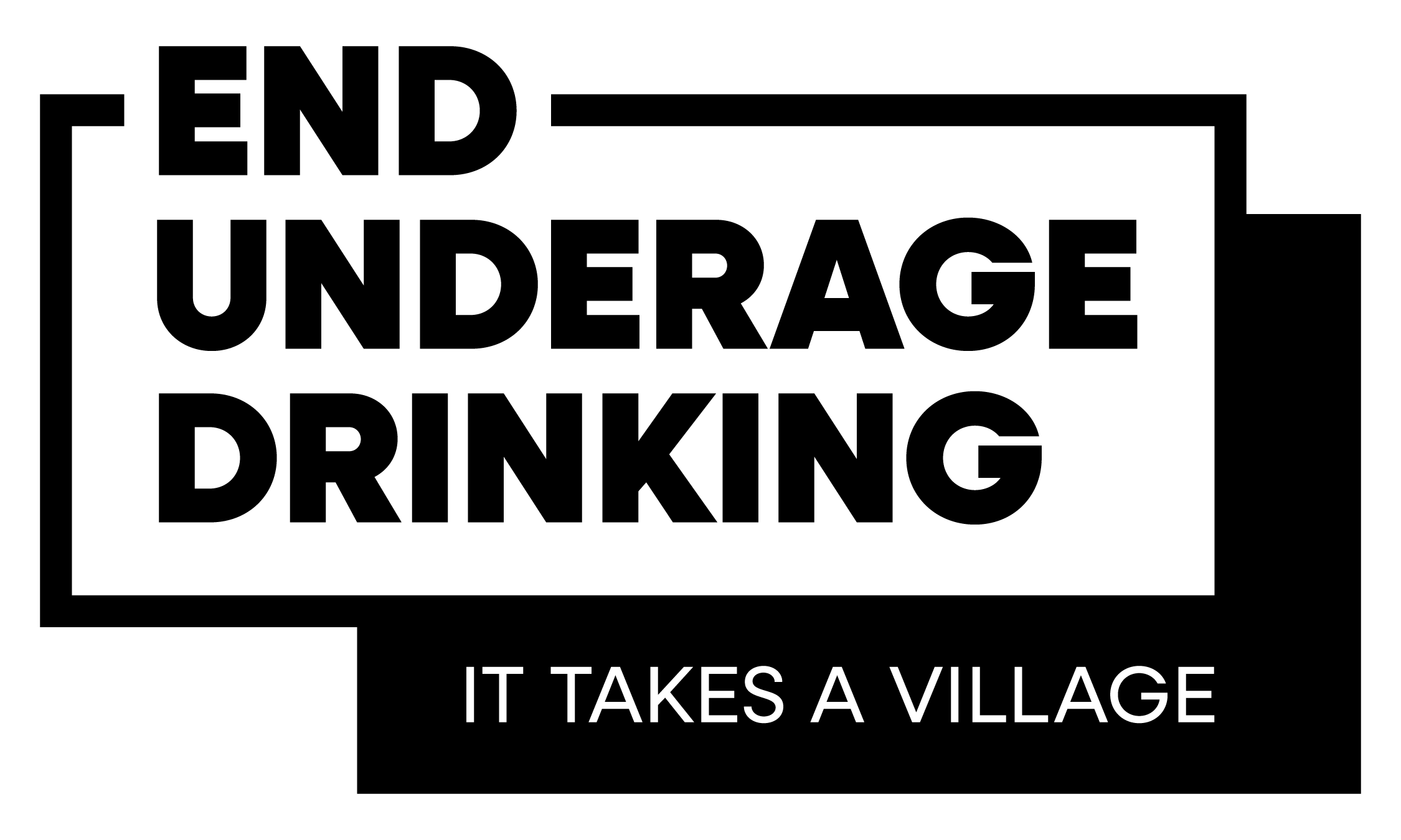End Underage Drinking with it takes a village logo in black